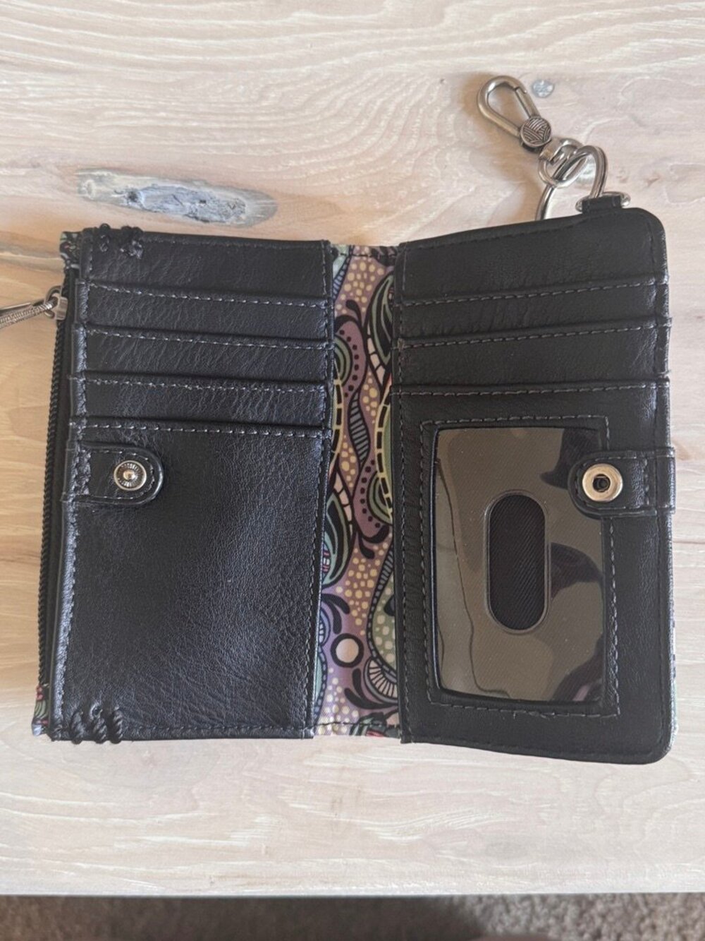 Sakroots Eco-Twill Encino Essential Wallet, Blue, teal, purple, salmon - Picture 3 of 5
